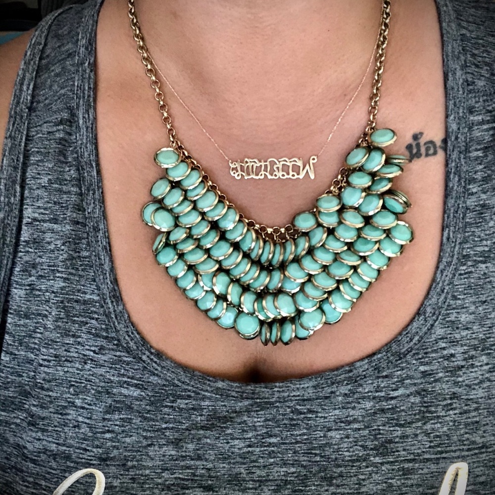 Teal Stone Statement Necklace - image 1